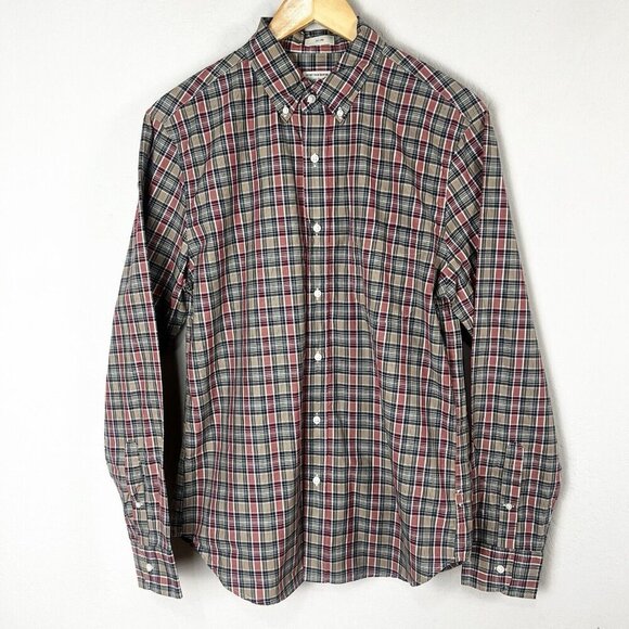 J. Crew Button Down Shirt Slim Secret Wash Cotton Poplin Plaid Size Medium BJ747 - Picture 1 of 8